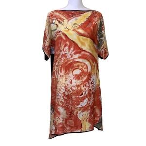 Sami Lott of New Orleans art-to-wear silk tunic/dress, artsy, colorful, one size